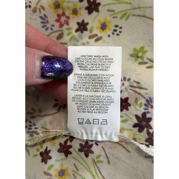 Cabi Cream Multicolor Floral Collared Sheer Sleeveless Top Tank Size Medium - Picture 7 of 7